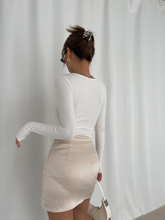 Falda Satinada de Talle Alto con Abertura Lateral - Image 39