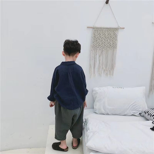 Camisa Infantil Estilo Japonés Retro con Mangas Murciélago y Solapa de Algodón Lino - Image 10