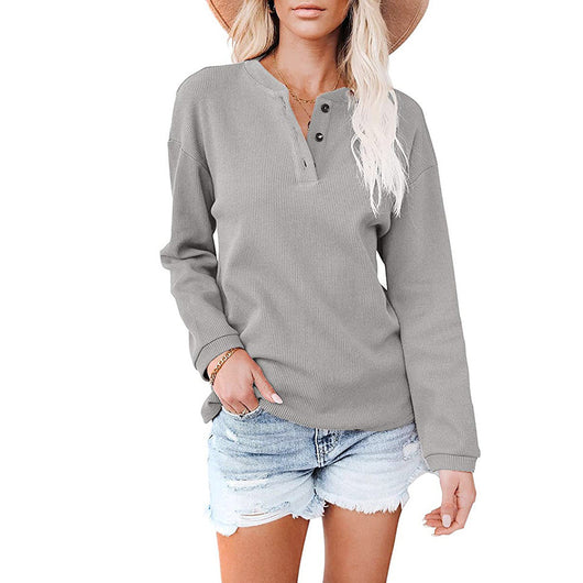 Blusa Manga Larga Cuello en V Mujer - Colores Lisos - Image 8