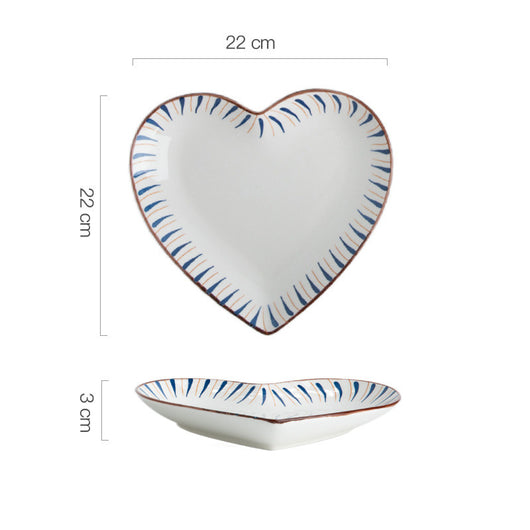 Plato Decorativo Pintado a Mano con Formas de Corazón y Cuadrado para Dumplings - Image 7