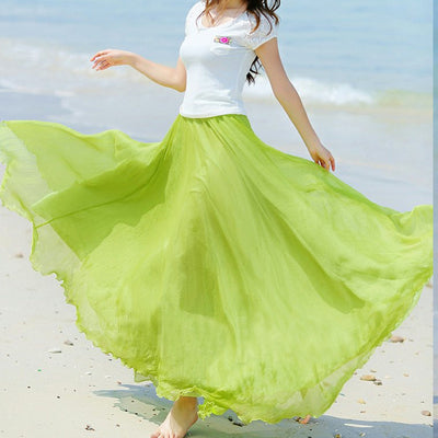 Vestido Playero Elegante de Gasa de Seda Dorada - Corte Amplio - Image 29