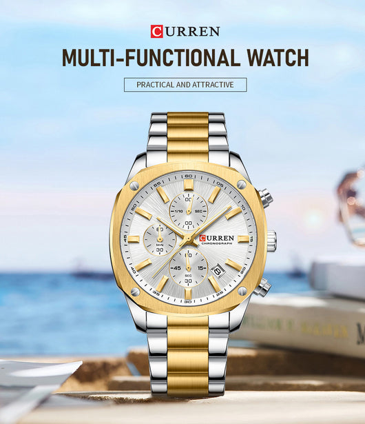 Reloj Empresarial Impermeable para Hombre con Seis Agujas y Calendario - Image 17