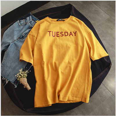 Playera Suelta Casual con Estampado Semanal para Hombre - Image 22