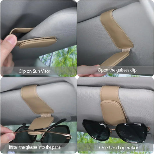 Soporte magnético de cuero para gafas de sol: clip para visera de coche - Tekeno