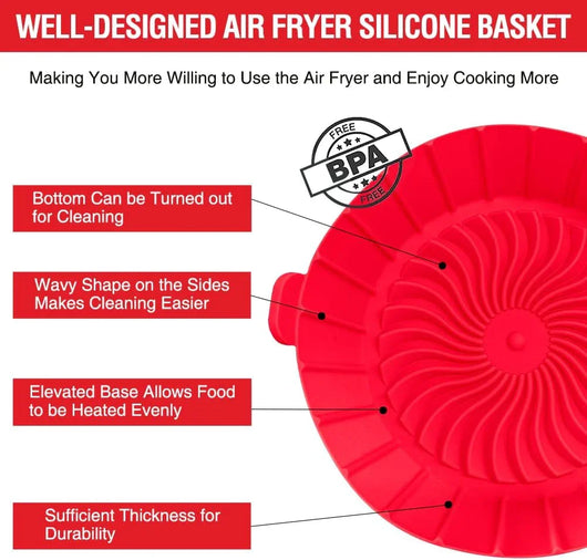 Small Air Fryer Silicone Liners for Cosori/Instant Pot/Chefman/Ninja/Dash/Bella/Gowise/Cosmo Air Fryer 2QT 2.1QT 2.3QT 2.5QT, 2 Pack Reusable Silicone Basket Pot Baking Tray Airfryer Accessories - Tekeno