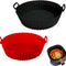 Air Fryer Silicone Liners Pot,8 Inch Air Fryer Basket Liners, Silicone Baking Tray Pots for 3 to 5 Qt for Air Fryer Oven Reusable Baking Tray Oven Accessories (Red+Black)