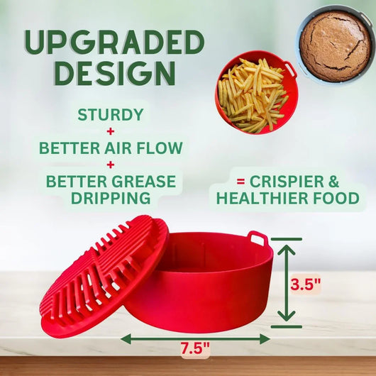 Silicone Air Fryer Liners Reusable, STURDY Air Fryer Accessories- Silicone Air Fryer Basket Liners- Air Fryer Pans- Air Fryer Inserts for 3-5QT - 7.5" - Tekeno