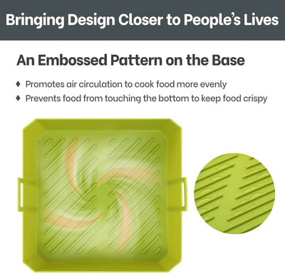 5 QT Air Fryer Silicone Liners for Ninja AF141/AF142/AF181/AF182 & COSORI CAF-L501, 2 Pack BPA Free Platinum Silicone Basket, Square Reusable Air Fryer Liners with Handle, Upgrade - Tekeno