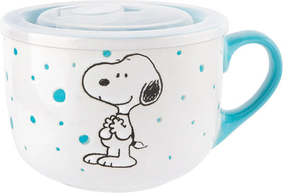 Set de 4 cuencos apilables de gres Peanuts – Snoopy y amigos, 14 cm, aptos para microondas y lavavajillas - Tekeno