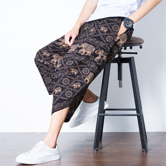 Pantalones Anchos Estilo Tailandés con Elefante - Diseño Retro Nepalí