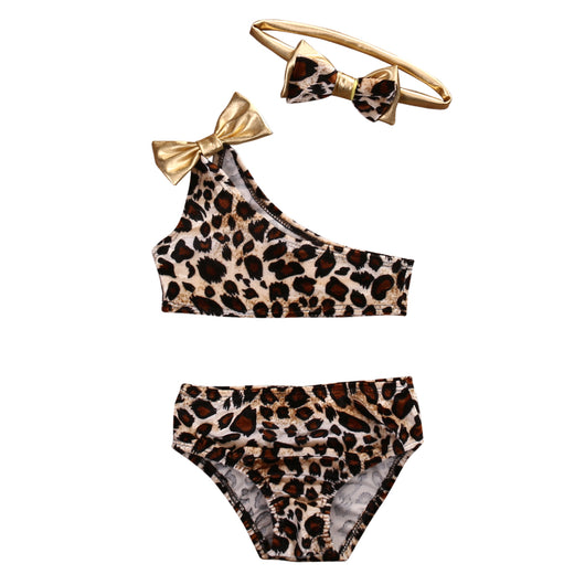 Traje de Baño Estampado Leopardo con Hombro Descubierto para Niñas - Image 7