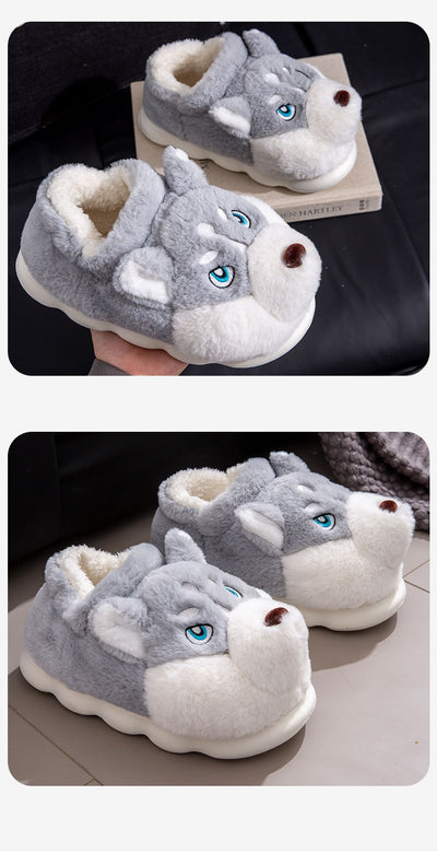 Pantuflas Husky Cartoon de Algodón Puro para Hombre - Cálidas y Cómodas para Invierno - Image 16