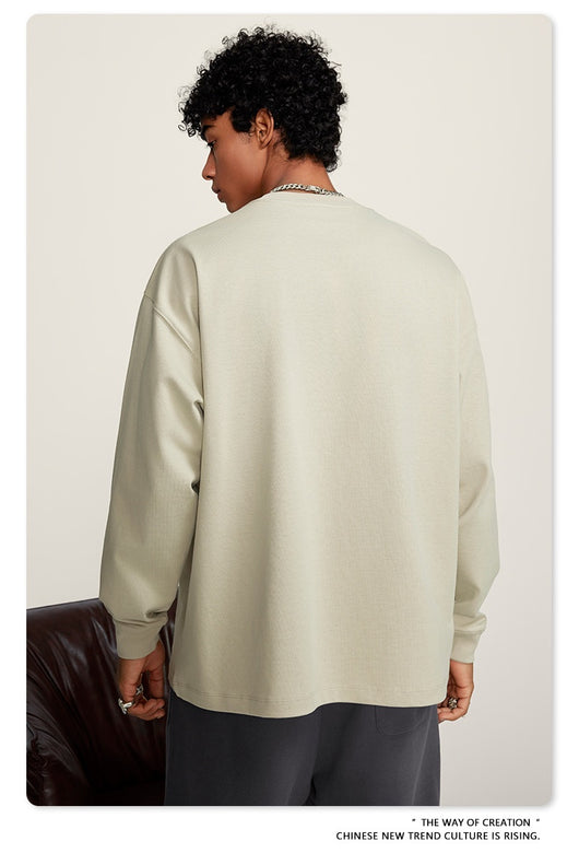 Camiseta Manga Larga Oversize para Hombre - Algodón Puro Otoño Invierno - Image 22