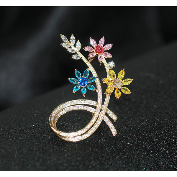 Broche Retro Vintage con Incrustaciones de Flores en Colores - Image 5