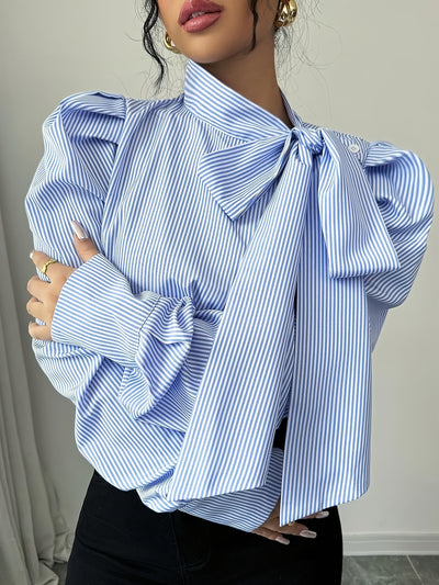 Blusa Elegante con Lazo en el Cuello y Mangas Largas para Mujer - Image 11