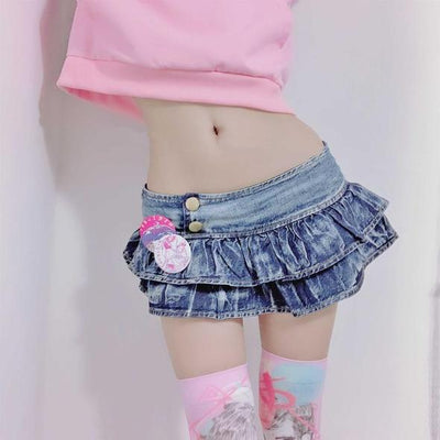 Minifalda Denim Ajustada Baja con Shorts de Seguridad - Image 4