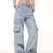 Jeans Rectos Vintage con Bolsillos Lavado Retro