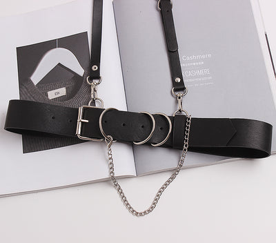 Cadena de Cuero Negro con Correa y Diseño Cóncavo - Image 7