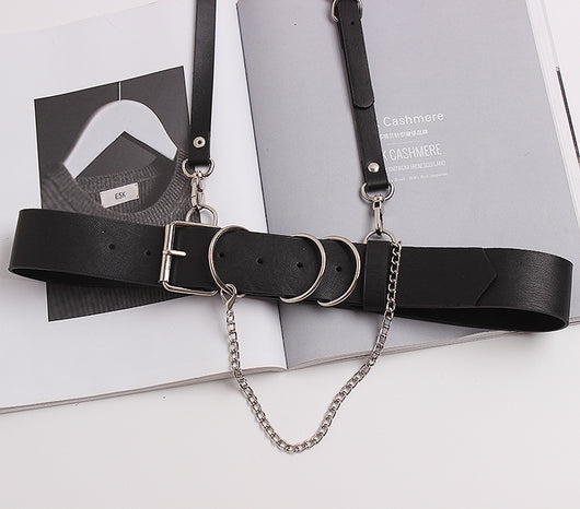 Cadena de Cuero Negro con Correa y Diseño Cóncavo - Image 7