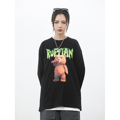 Playera Manga Larga Estampado Oso Japonés para Hombre - Image 11
