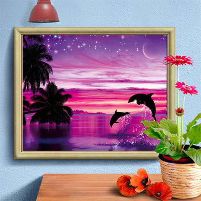Cuadro de Pintura de Diamantes Delfín con Mosaico de Cristales Redondo para Decoración del Hogar - Image 7