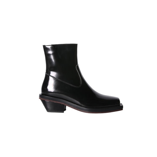 Botas de Cuero Cortas con Tacón Grueso y Punta Cuadrada - Image 2