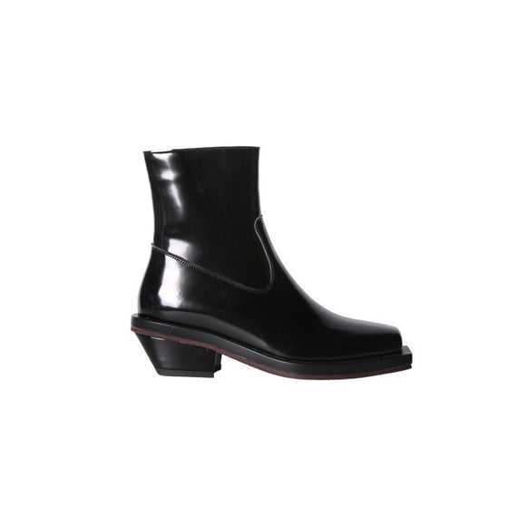 Botas de Cuero Cortas con Tacón Grueso y Punta Cuadrada
