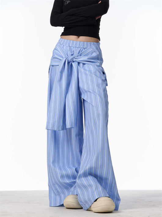Pantalones Anchos a Rayas de Contraste Retro - Cómodos y Versátiles - Image 11