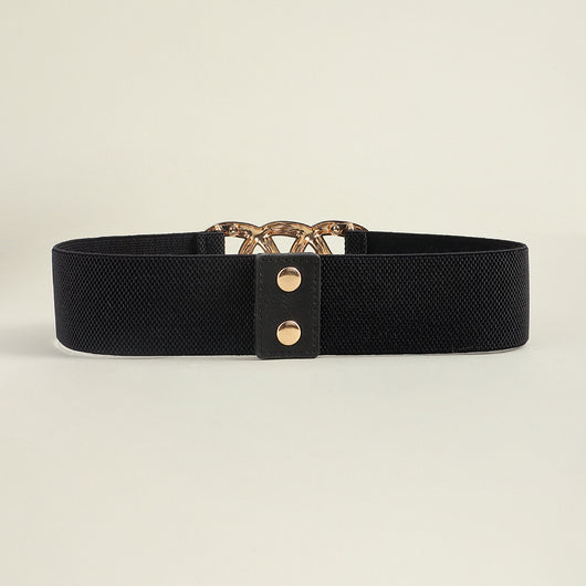 Cinturón Ancho Geométrico para Mujer con Hebilla Circular - Ideal para Trajes y Vestidos - Image 38