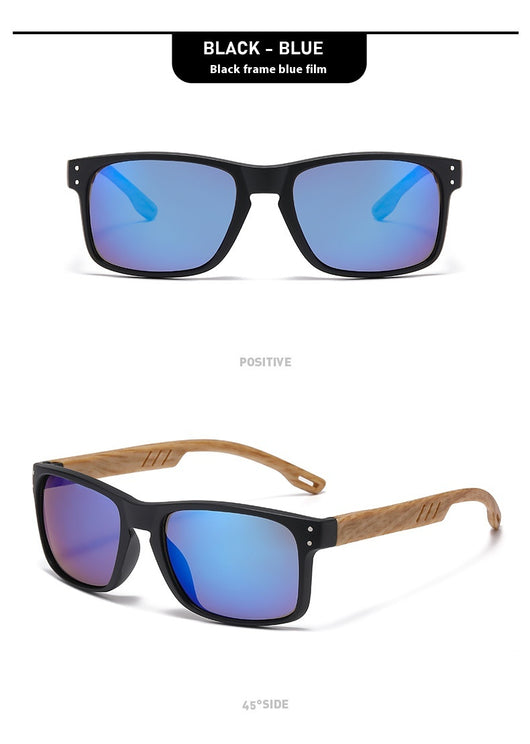 Gafas de Sol Cuadradas Retro con Pata de Madera y Lente Degradado para Hombre - Image 14