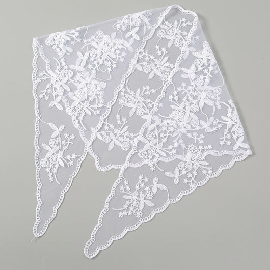 Velo de Novia con Encaje Floral Triangular - Accesorio Nupcial Elegante - Image 4