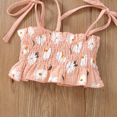 Conjunto de Dos Piezas Niña con Pantalón Suspender Estampado Floral - Image 4