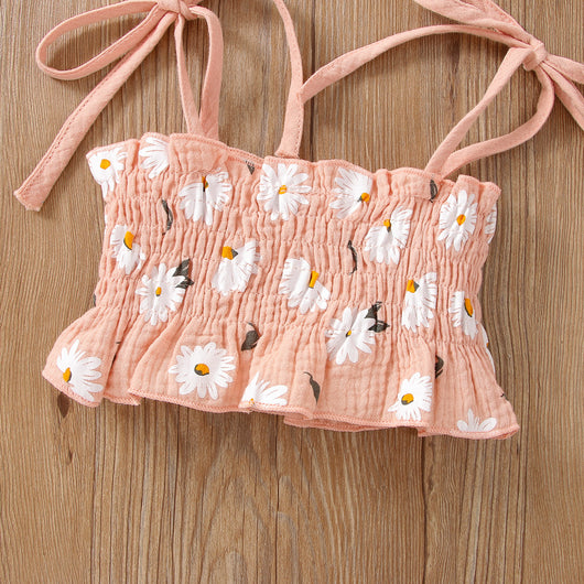 Conjunto de Dos Piezas Niña con Pantalón Suspender Estampado Floral - Image 4