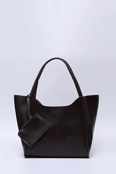 Bolso de Cuero Sintético Marrón para Mujer con Cartera y Neceser Incluido - Image 3
