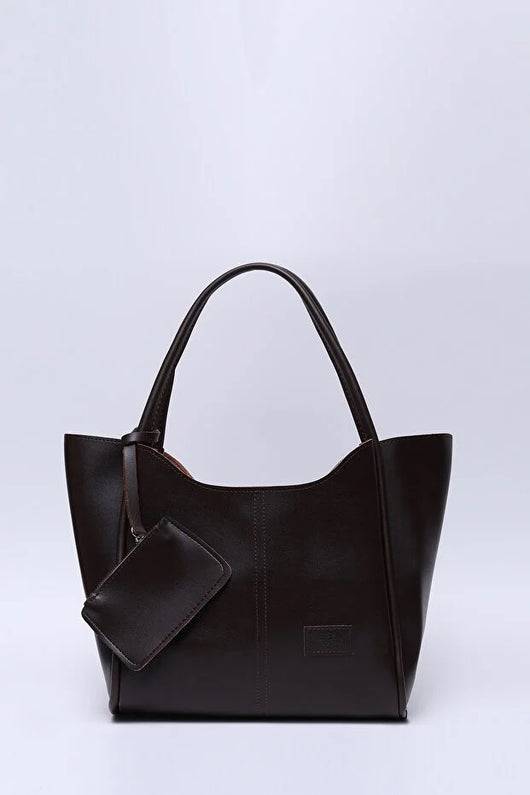 Bolso de Cuero Sintético Marrón para Mujer con Cartera y Neceser Incluido - Image 3