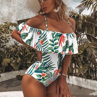 Traje de Baño Estampado de Una Pieza para Mujer en Negro - Image 8