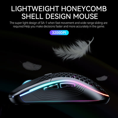 Ratón Gamer Inalámbrico Dual Mode RGB con Estructura Honeycomb SA-1 - Image 4