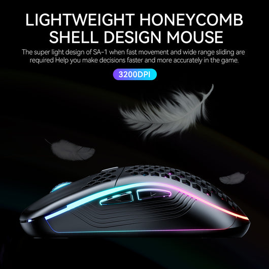 Ratón Gamer Inalámbrico Dual Mode RGB con Estructura Honeycomb SA-1 - Image 4