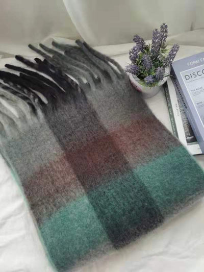 Bufanda de Cashmere a Cuadros con Rayas Coloridas para Otoño - Image 20