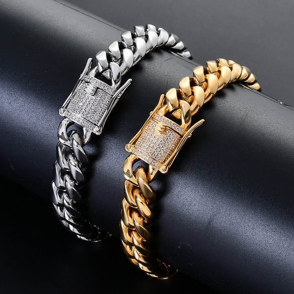 Pulsera Cubana para Hombre con Incrustaciones de Cobre