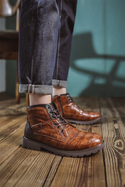 Botas de Cuero Retro con Cierre Lateral para Aventuras Urbanas - Image 43