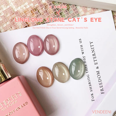 Juego de Esmaltes UV Ojo de Gato Linglong 6 Colores con Activador - Image 4