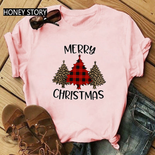 Playera Navideña Roja para Parejas - Diseño Reno y Santa - Image 24