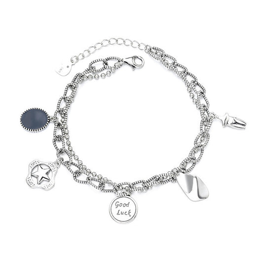Pulsera de Plata Esterlina con Dije Doble Capa