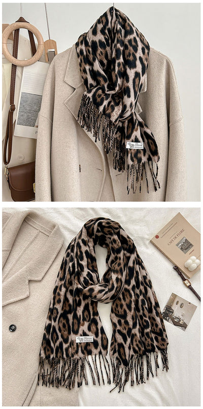Bufanda Vintage Estampado Leopardo en Cashmira Artificial para Mujer - Image 10