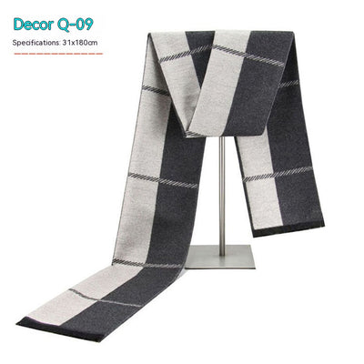 Bufanda de Invierno Rayada en Cashmira Artificial para Hombre - Image 9