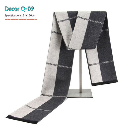 Bufanda de Invierno Rayada en Cashmira Artificial para Hombre - Image 9