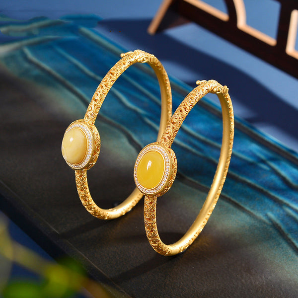 Pulsera de Plata Esterlina con Baño de Oro Antiguo Estilo Vintage