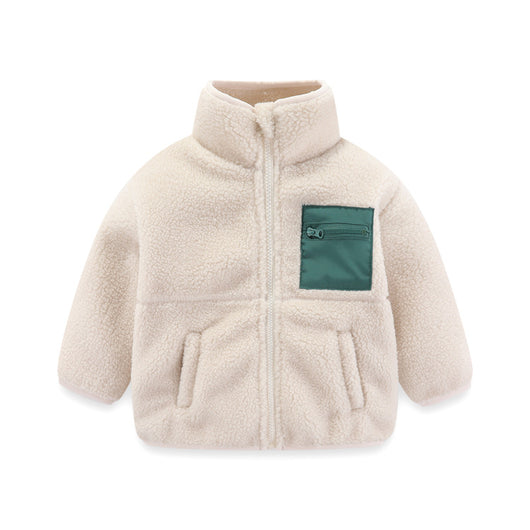 Abrigo de Lana de Cordero Gruesa para Niño con Cuello de Pie Multicolor - Image 5