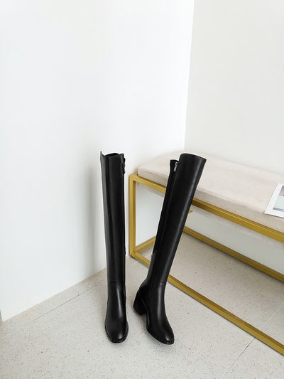 Botas Altas de Caña Larga con Tacón Grueso - Estilo Ecuestre - Image 18